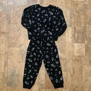 Shimmery space sweatshirt and sweatpants set